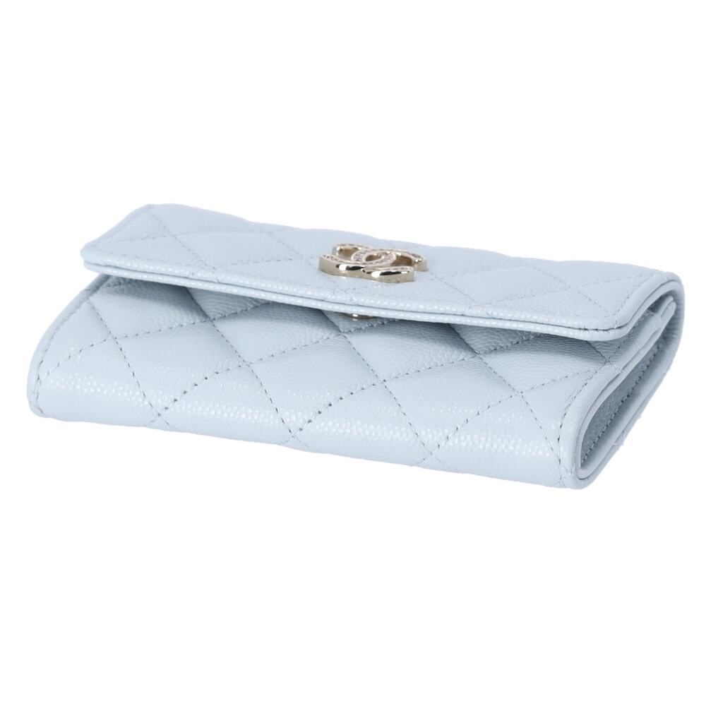 CHANEL Matelasse Business Card Holder AP4819 Light Blue Grained Shiny Calfskin - Picture 3 of 6